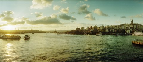 Framed Bosphorus Strait at sunset, Istanbul, Turkey Print