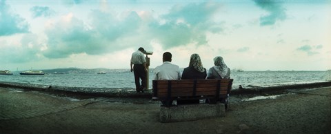 Framed People looking out on the Bosphorus Strait, Istanbul, Turkey Print