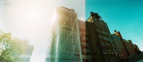 Framed Low angle view of buildings from the High Line in Chelsea, New York City, New York State, USA Print