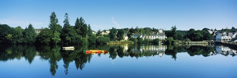 Framed View of a lake with a town in the background, Huelgoat, Finistere, Brittany, France Print