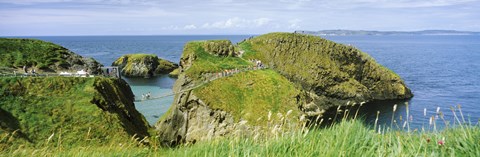 Framed Carrick-A-Rede Rope Bridge at Carrick-A-Rede, County Antrim, Northern Ireland Print