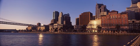 Framed Skyscrapers and Bay Bridge at sunset, San Francisco Bay, San Francisco, California, USA 2012 Print