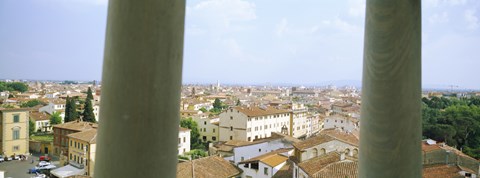 Framed City viewed from the Leaning Tower Of Pisa, Piazza Dei Miracoli, Pisa, Tuscany, Italy Print