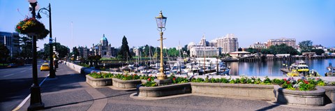 Framed Street lamps with Parliament Building in the background, Victoria, British Columbia, Canada Print