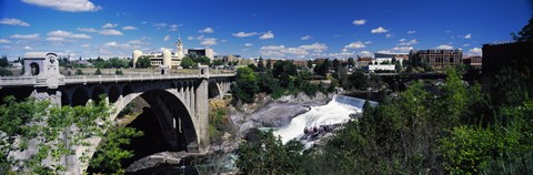 Framed Monroe Street Bridge with city in the background, Spokane, Washington State, USA Print
