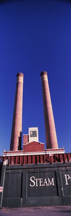 Framed Low angle view of two smoke stacks at Steam Plant Square, Spokane, Washington State Print