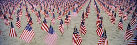 Framed 9/11 tribute flags, Pepperdine University, Malibu, California, USA Print