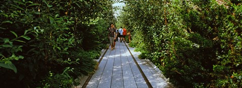 Framed People walking on walkway in an elevated park, High Line, New York City, New York State, USA Print