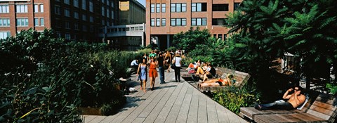 Framed Tourists in an elevated park, High Line, New York City, New York State Print