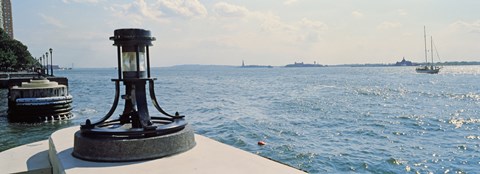 Framed Navigational light at a harbor, New York City, New York State, USA Print