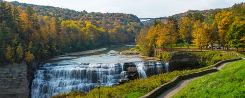 Framed Middle Falls in autumn, Letchworth State Park, New York State Print