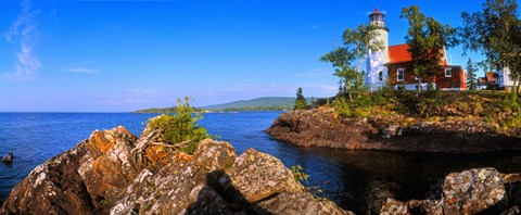 Framed Eagle Harbor Lighthouse at coast, Michigan, USA Print
