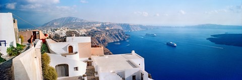 High angle view of a town at coast, Santorini, Cyclades Islands, Greece by Panoramic Images