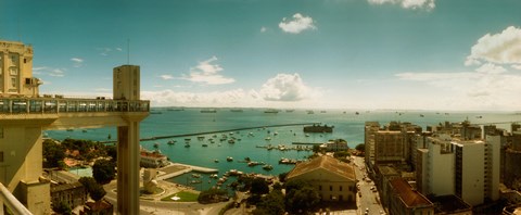 Framed Buildings on the coast, Lacerda Elevator, Pelourinho, Salvador, Bahia, Brazil Print