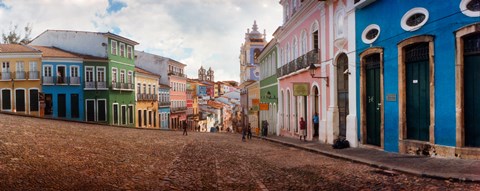 Framed Colorful buildings, Pelourinho, Salvador, Bahia, Brazil Print
