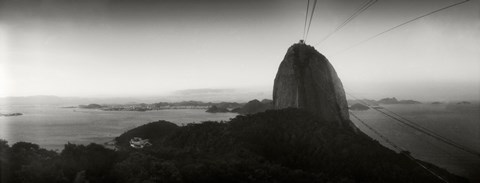 Framed Sugarloaf Mountain at sunset, Rio de Janeiro, Brazill (black and white) Print