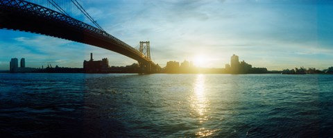 Framed Suspension bridge over a river, Williamsburg Bridge, East River, Lower East Side, Manhattan, New York City, New York State Print
