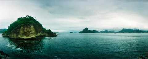 Framed Small island in the ocean, Niteroi, Rio de Janeiro, Brazil Print