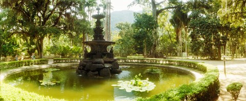 Framed Fountain in a botanical garden, Jardim Botanico, Corcovado, Rio de Janeiro, Brazil Print