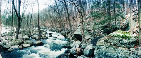 Framed River flowing through a valley, Hudson Valley, New York State Print