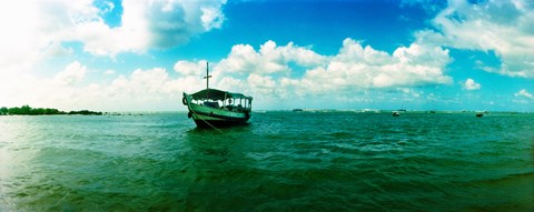 Framed Wooden boat in the ocean, Morro De Sao Paulo, Tinhare, Cairu, Bahia, Brazil Print