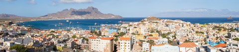 Framed High angle view of city at the waterfront, Mindelo, Sao Vicente, Cape Verde Print