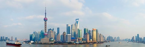 Buildings at the waterfront, Pudong, Huangpu River, Shanghai, China by Panoramic Images