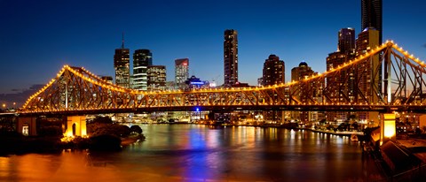 Framed Bridge across a river, Story Bridge, Brisbane River, Brisbane, Queensland, Australia Print