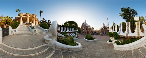 Framed Park Guell, Barcelona, Catalonia, Spain Print