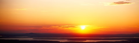 Framed Sunset over mountain range, Cadillac Mountain, Acadia National Park, Maine, USA Print