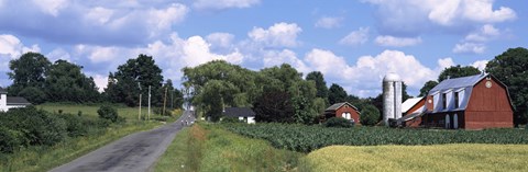 Framed Road passing through a farm, Emmons Road, Tompkins County, Finger Lakes Region, New York State, USA Print