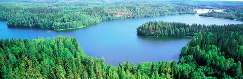 Framed Lakes &amp; forest aerial view Aulanko National Park Finland Print