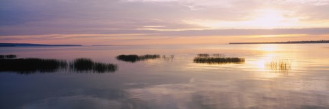 Framed Sunset over a lake, Chequamegon Bay, Lake Superior, Wisconsin, USA Print