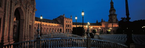 Framed Plaza Espana at Night, Seville Andalucia Spain Print