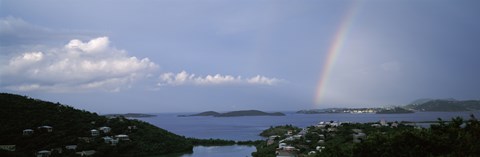 Framed Rainbow over the sea, Pillsbury Sound, St. Thomas, St. John, US Virgin Islands Print