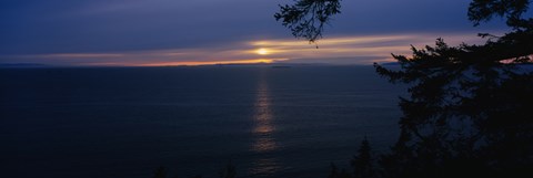 Framed Sunset over the sea, Strait of Juan de Fuca, Whidbey Island, Island County, Washington State, USA Print