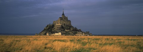 Framed Castle on a hill, Mont Saint-Michel, Manche, Normandy, France Print