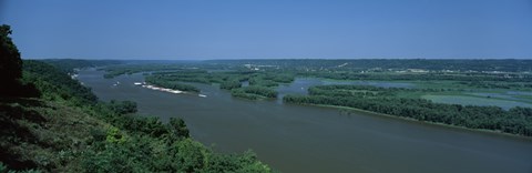 Framed River flowing through a landscape, Mississippi River, Marquette, Prairie Du Chien, Wisconsin-Iowa, USA Print