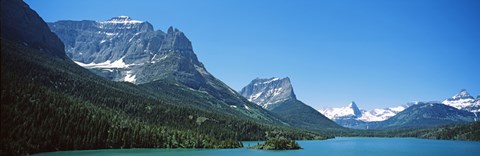 Framed Lake in front of mountains, St. Mary Lake, US Glacier National Park, Montana Print