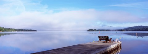Framed Pier at a lake, Fourth Lake, Adirondack Mountains, New York State, USA Print