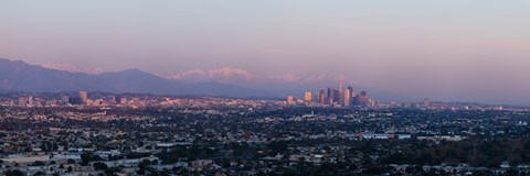Framed City with mountains in the background, Los Angeles, California, USA Print