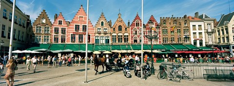 Framed Market at a town square, Bruges, West Flanders, Flemish Region, Belgium Print