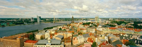 Framed High angle view of a cityscape, Daugava River, Riga, Latvia Print