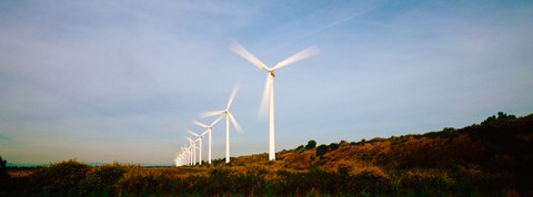 Framed Wind turbines in motion, Provence-Alpes-Cote d&#39;Azur, France Print