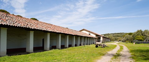 Framed Colonnade of a building, Mission La Purisima Concepcion, Santa Barbara County, California, USA Print