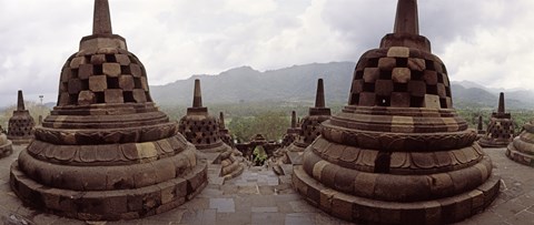 Framed 9th century Buddhist temple Borobudur on Java Island, Indonesia Print