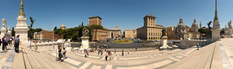 Framed Tourists at town square, Palazzo Venezia, Piazza Venezia, Rome, Lazio, Italy Print