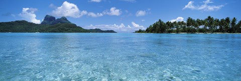 Framed Motu and lagoon, Bora Bora, Society Islands, French Polynesia Print