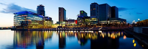 Framed Media City at dusk, Salford Quays, Greater Manchester, England 2012 Print