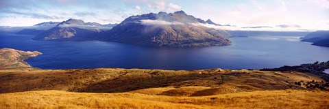 Framed Views of Cecil and Walter Peaks from Deer Park Heights, Lake Wakatipu, South Island, New Zealand Print